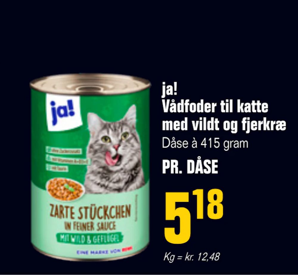 Tilbud på ja! Vådfoder til katte med vildt og fjerkræ fra Otto Duborg til 5,18 kr.