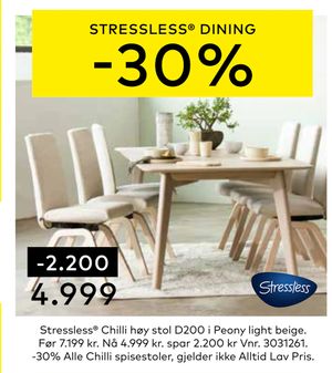 Stressless® Chilli høy stol D200 i Peony light beige