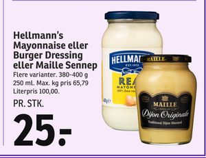 Hellmann’s Mayonnaise eller Burger Dressing eller Maille Sennep