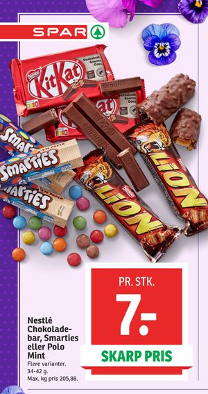 Nestlé Chokoladebar, Smarties eller Polo Mint