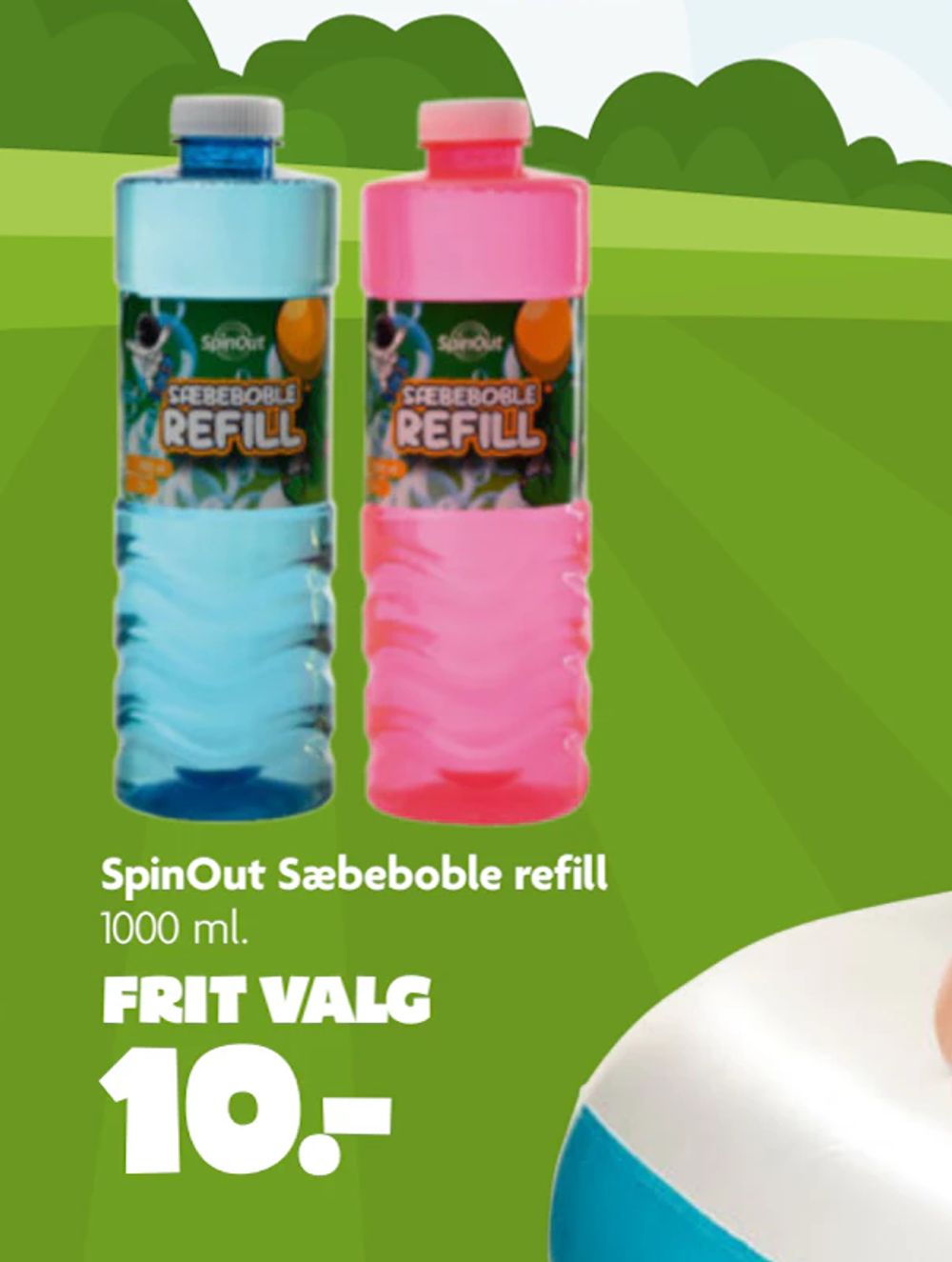 Tilbud på SpinOut Sæbeboble refill fra BR til 10 kr.