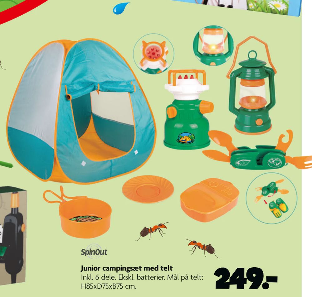 Tilbud på Junior campingsæt med telt fra BR til 249 kr.