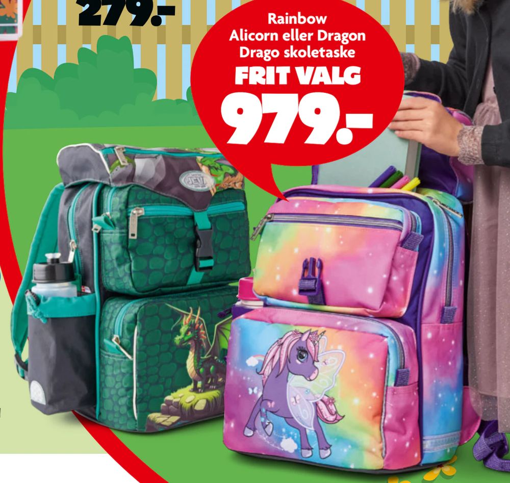 Tilbud på Rainbow Alicorn eller Dragon Drago skoletaske fra BR til 979 kr.
