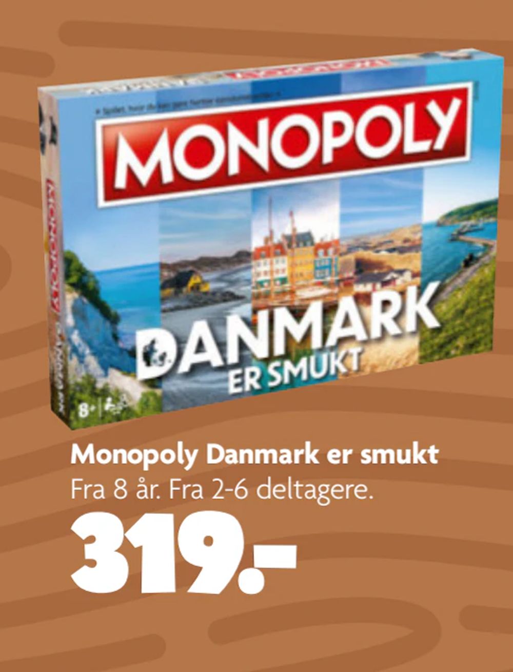 Tilbud på Monopoly Danmark er smukt fra BR til 319 kr.