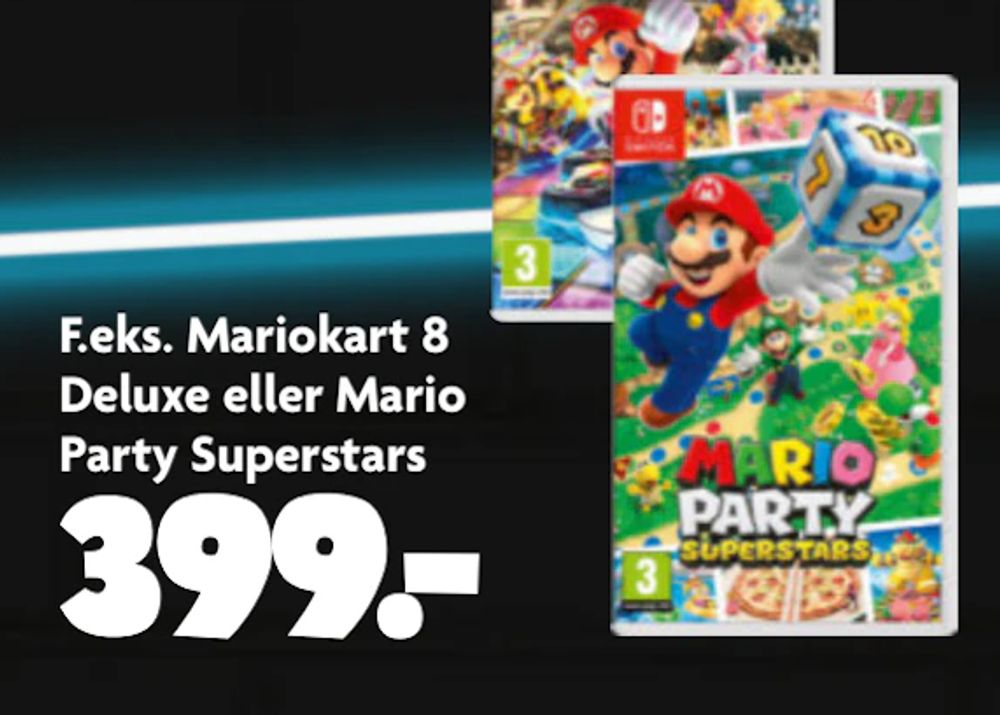 Tilbud på Mariokart 8 Deluxe eller Mario Party Superstars fra BR til 399 kr.