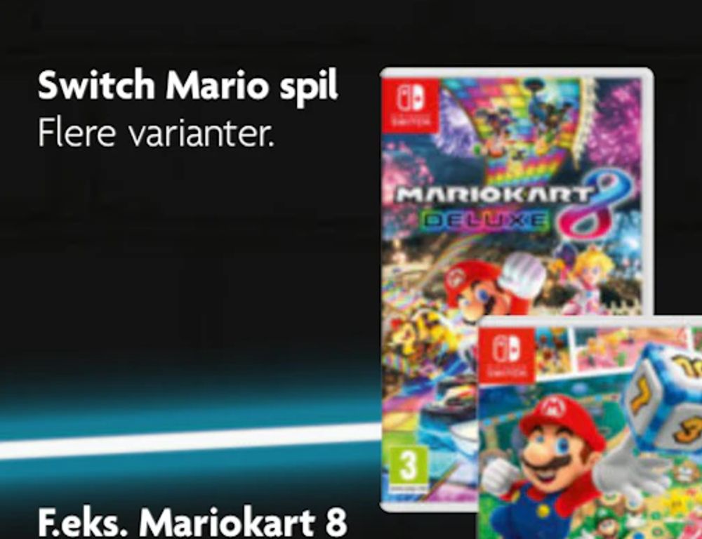 Tilbud på Switch Mario spil fra BR til 399 kr.