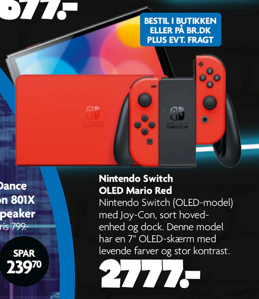 Tilbud på Nintendo Switch OLED Mario Red fra BR til 2.777 kr.