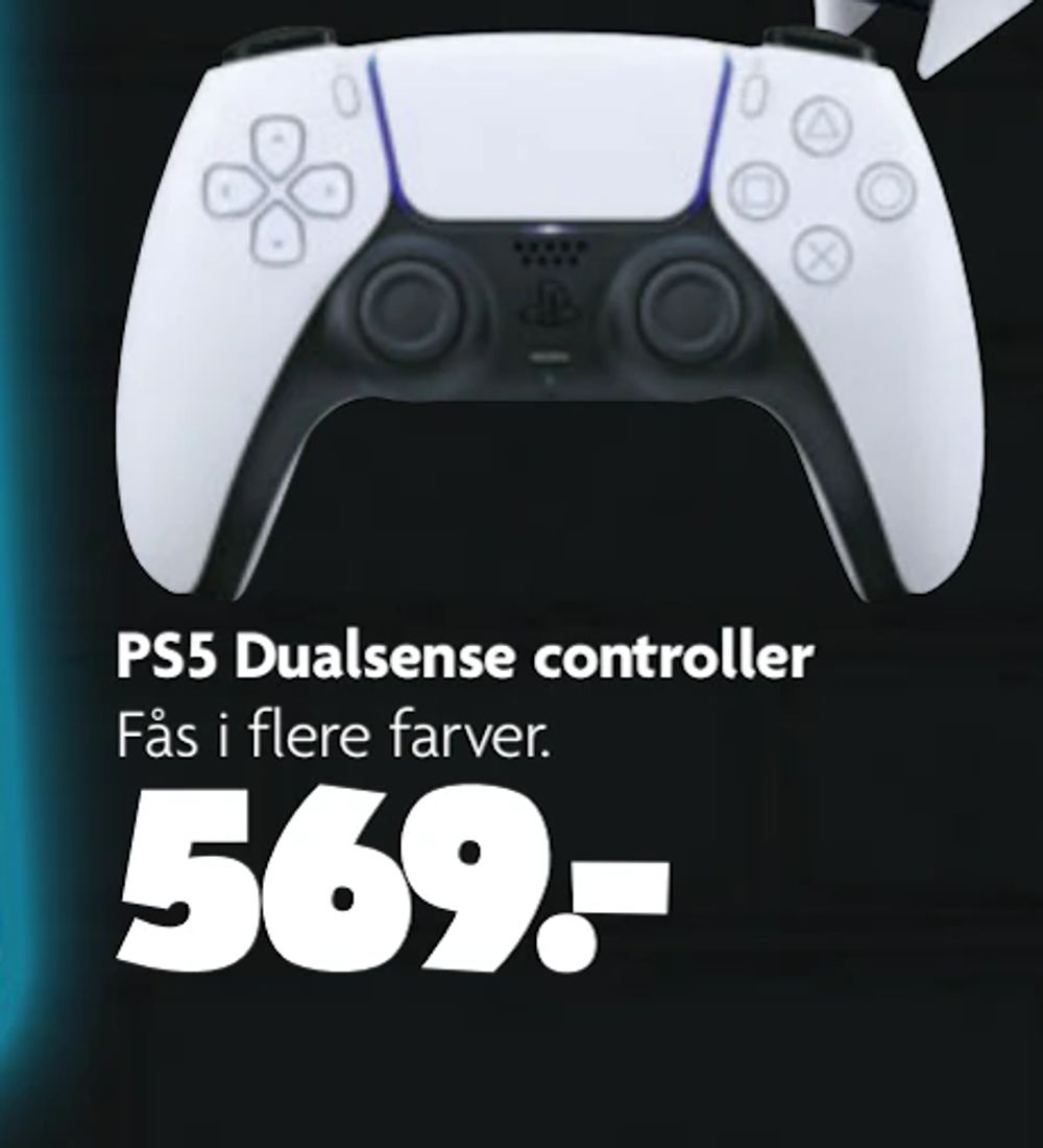 Tilbud på PS5 Dualsense controller fra BR til 569 kr.