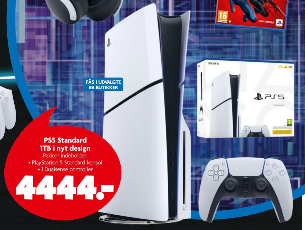 Tilbud på PS5 Standard 1TB i nyt design fra BR til 4.444 kr.