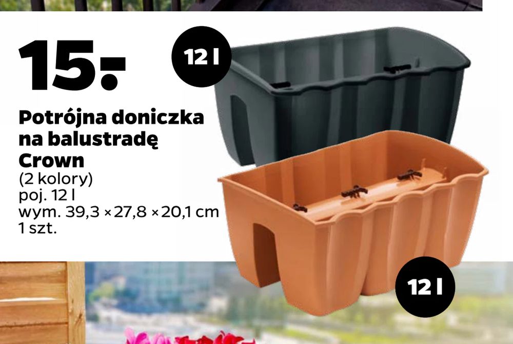 Promocja na Potrójna doniczka na balustradę Crown od Netto w cenie 15 zł