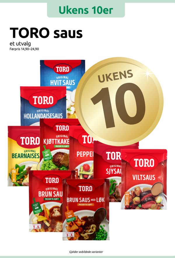 TORO saus Ukens 10er et utvalg Førpris 14,90–24,90 Gjelder avbildede varianter