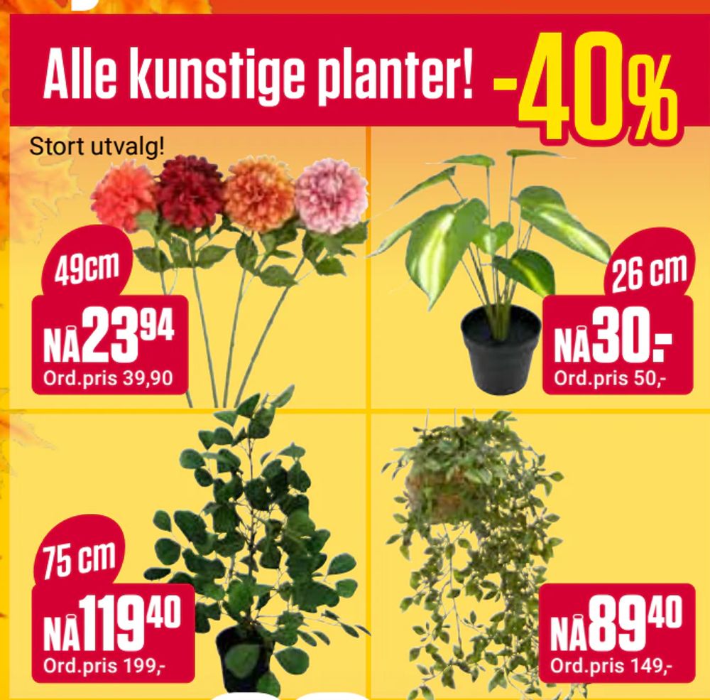 Alle kunstige planter