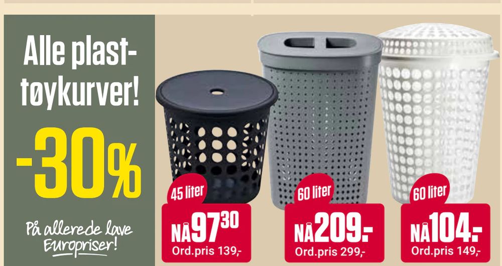 Alle plasttøykurver!