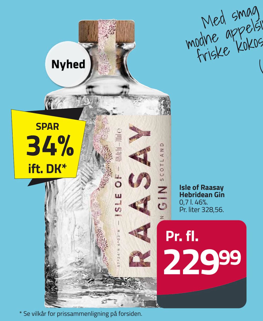 Tilbud på Isle of Raasay Hebridean Gin fra Fleggaard til 229,99 kr.