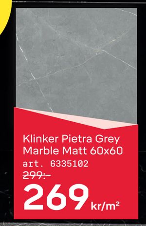 Klinker Pietra Grey Marble Matt 60x60