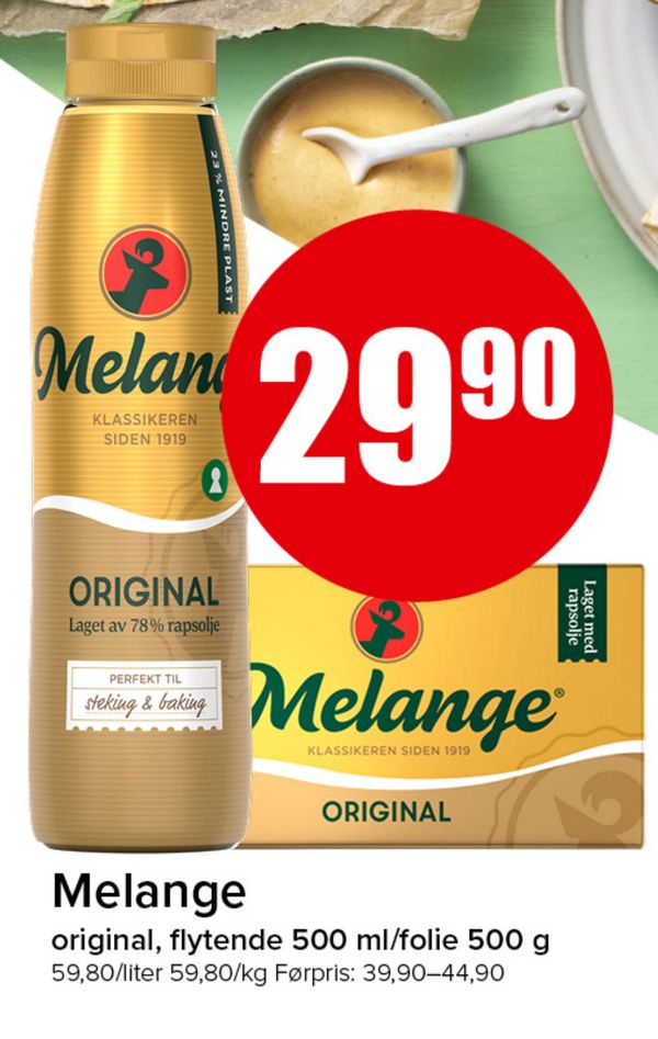Melange original, flytende 500 ml/folie 500 g
59,80/liter 59,80/kg Førpris: 39,90–44,90