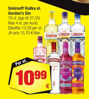 Smirnoff Vodka el. Gordon’s Gin