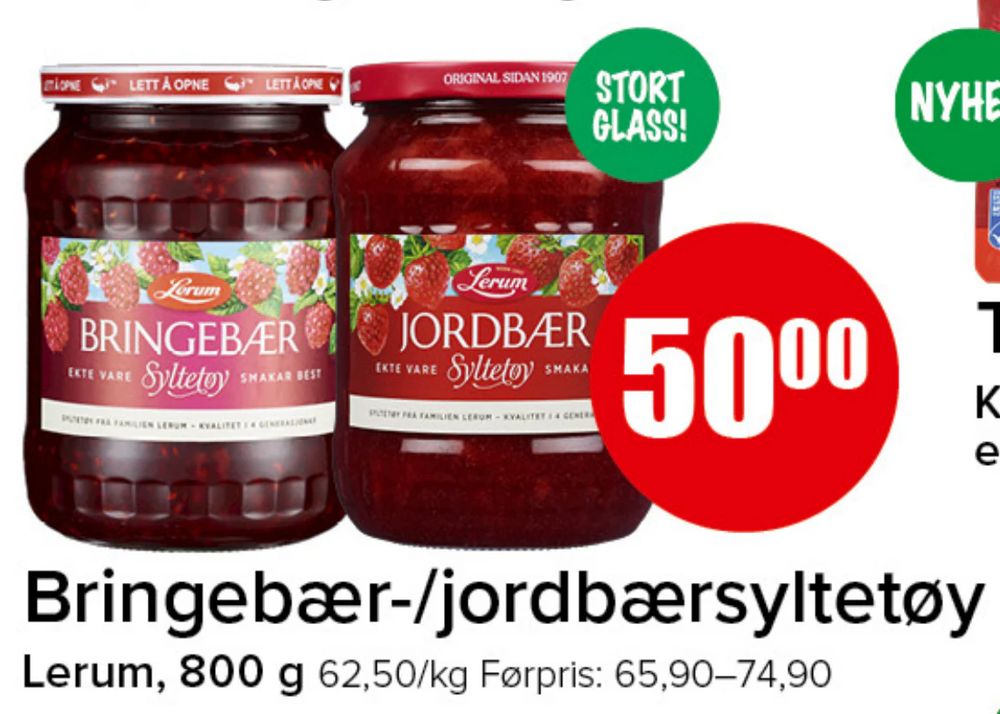 Bringebær-/jordbærsyltetøy