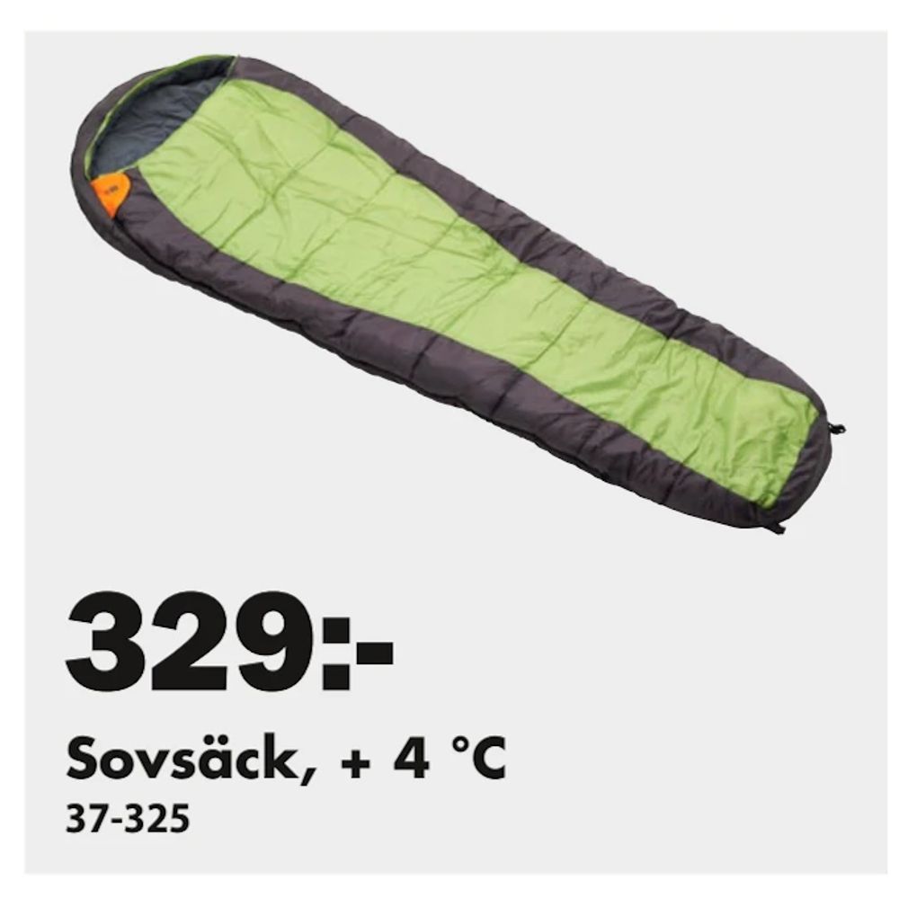 Erbjudanden på Sovsäck, + 4 °C från Biltema för 329 kr