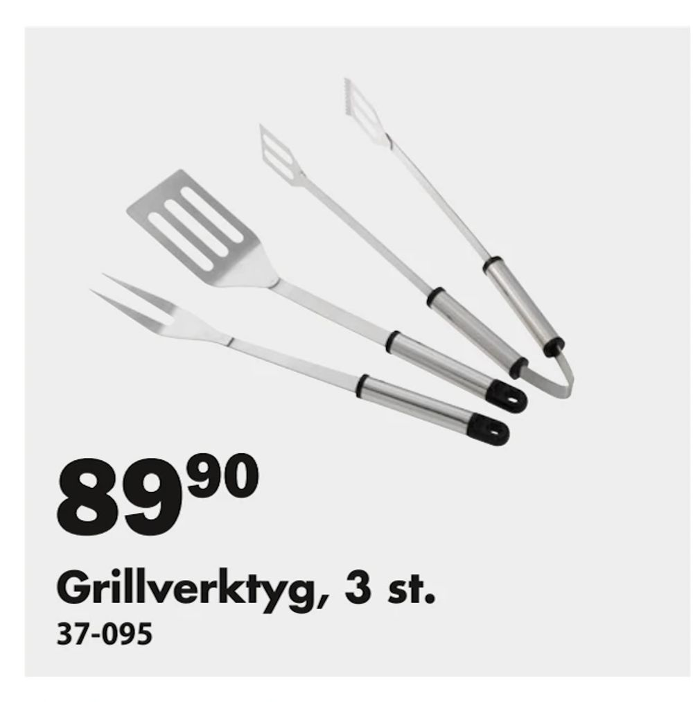 Erbjudanden på Grillverktyg, 3 st. från Biltema för 89,90 kr