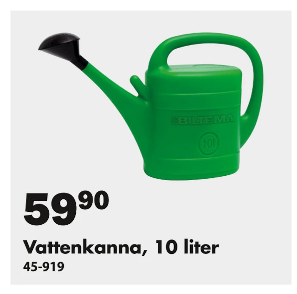 Erbjudanden på Vattenkanna, 10 liter från Biltema för 59,90 kr