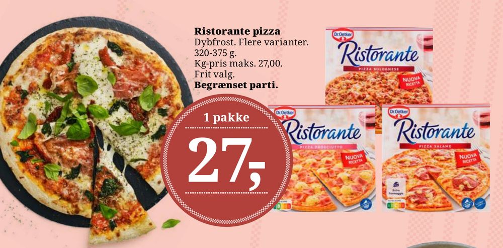 Tilbud på Ristorante pizza fra Dagli'Brugsen til 27 kr.