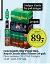 Faxe Kondi eller Pepsi Max, Royal Classic eller Pilsner 20-pak