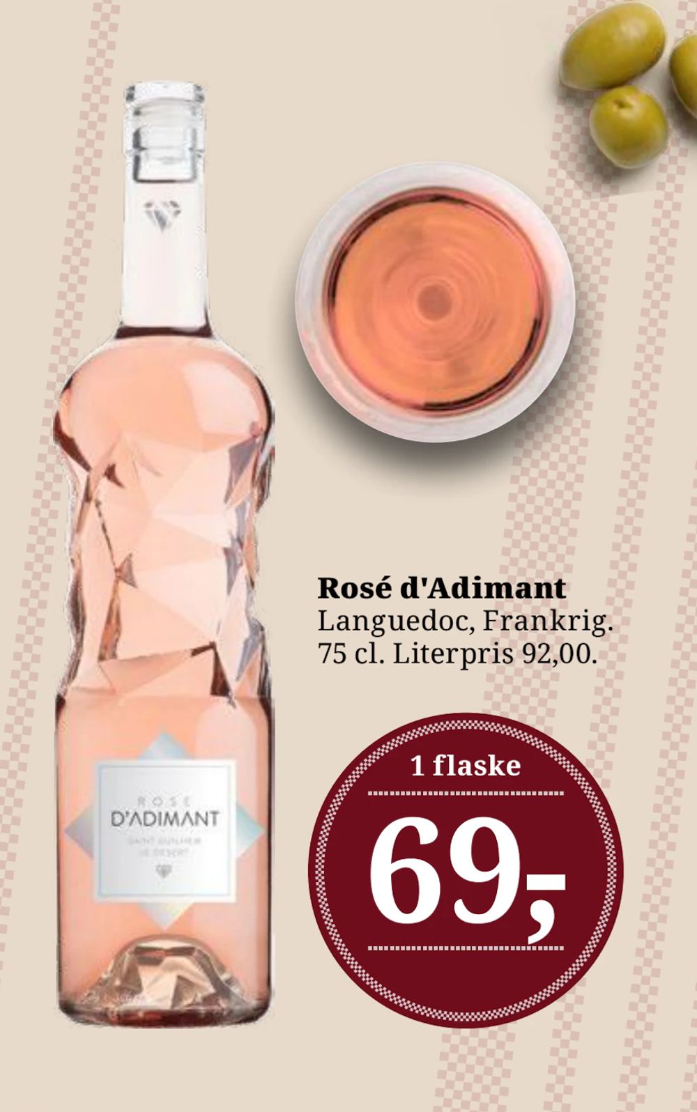 Tilbud på Rosé d'Adimant fra Dagli'Brugsen til 69 kr.