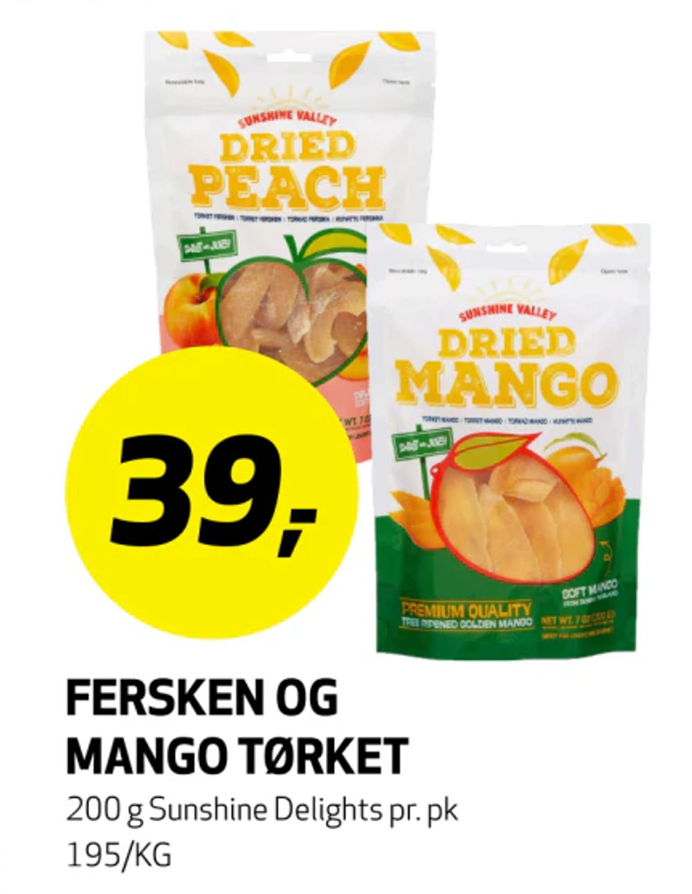 Fersken og Mango Tørket