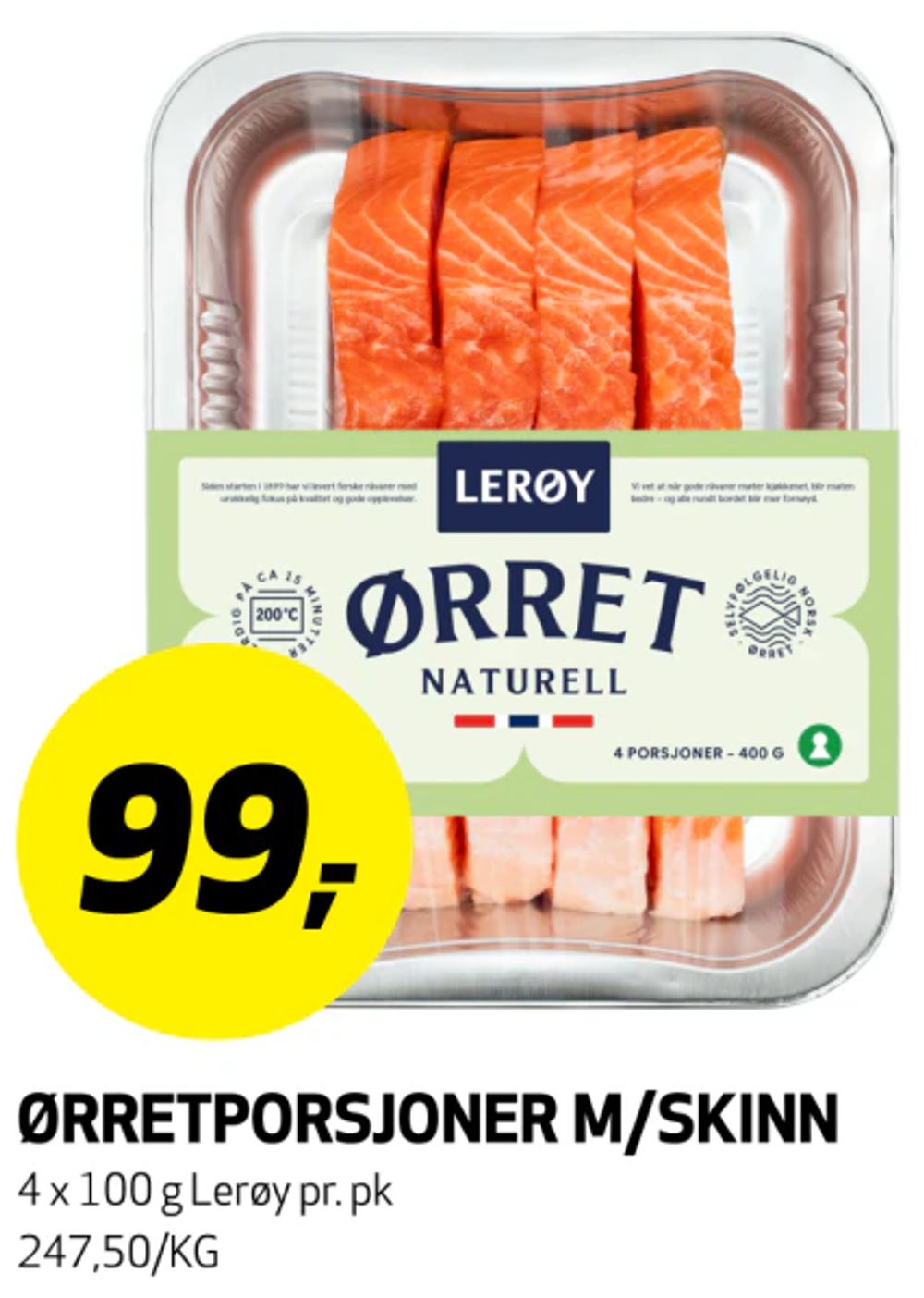 Ørretporsjoner M/Skinn