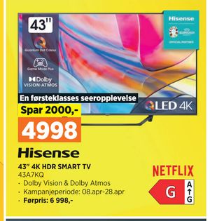 43" 4K HDR SMART TV