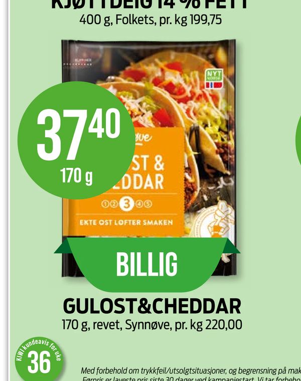 GULOST&CHEDDAR 170 g, revet, Synnøve, pr. kg 220,00. BILLIG. EKTE OST LØFTER SMAKEN. Synnøve GULOST & CHEDDAR