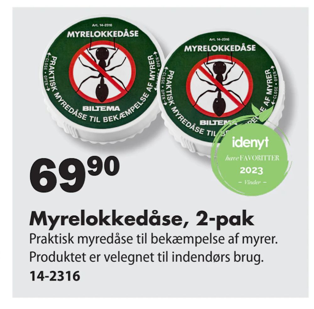 Tilbud på Myrelokkedåse, 2-pak fra Biltema til 69,90 kr.