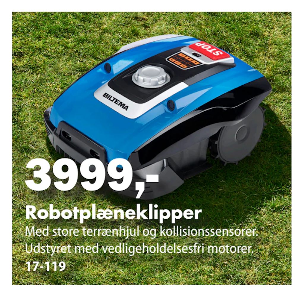 Tilbud på Robotplæneklipper fra Biltema til 3.999 kr.
