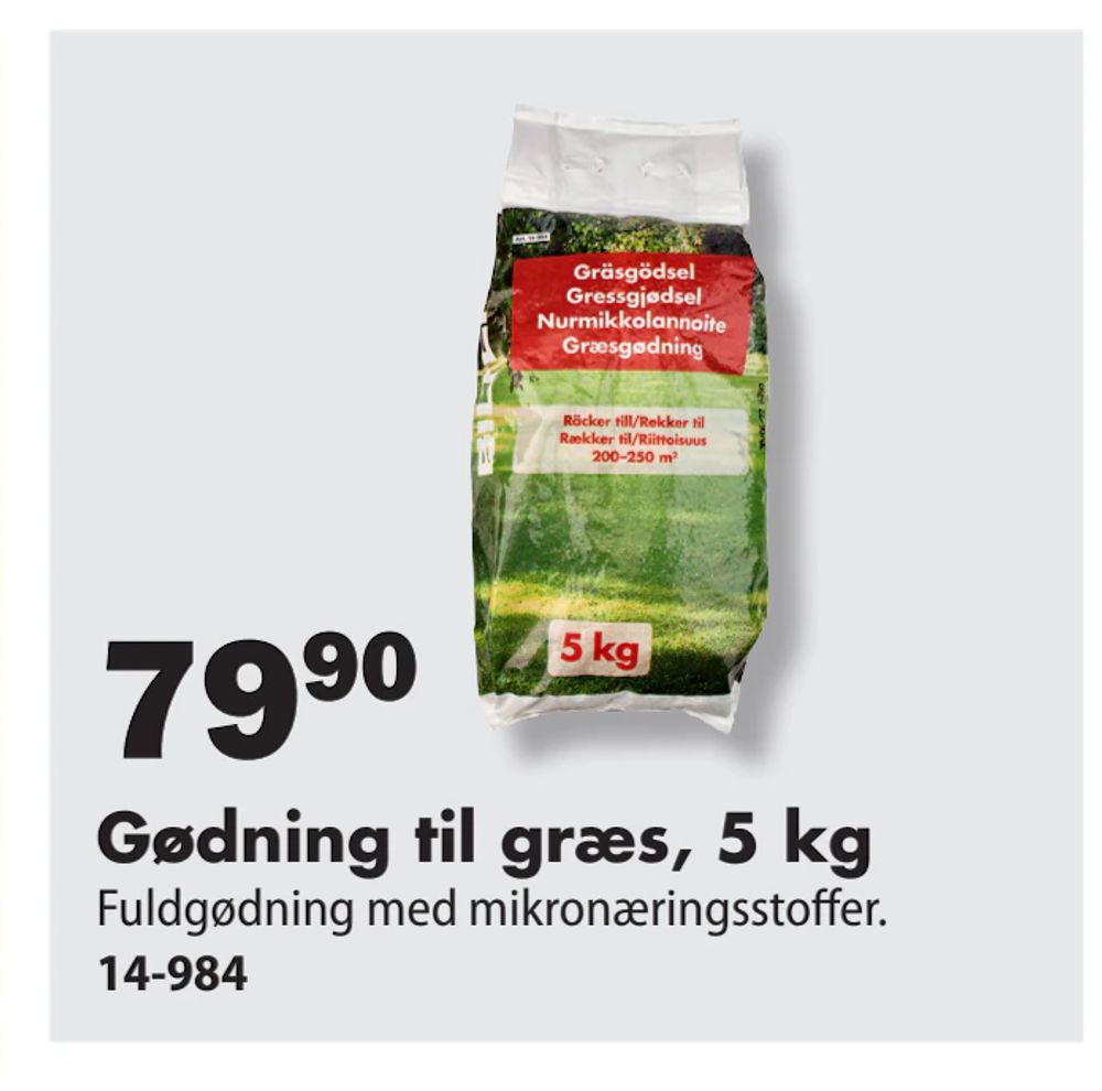 Tilbud på Gødning til græs, 5 kg fra Biltema til 79,90 kr.