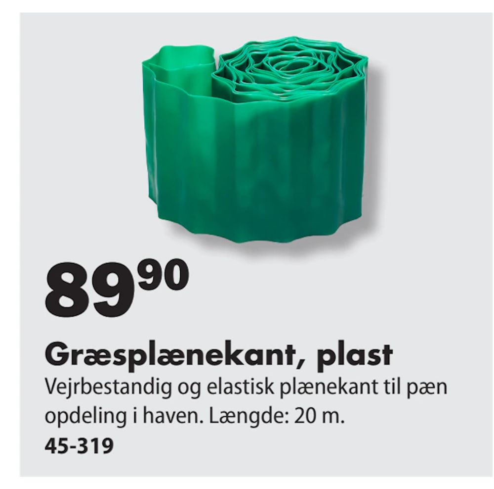 Tilbud på Græsplænekant, plast fra Biltema til 89,90 kr.