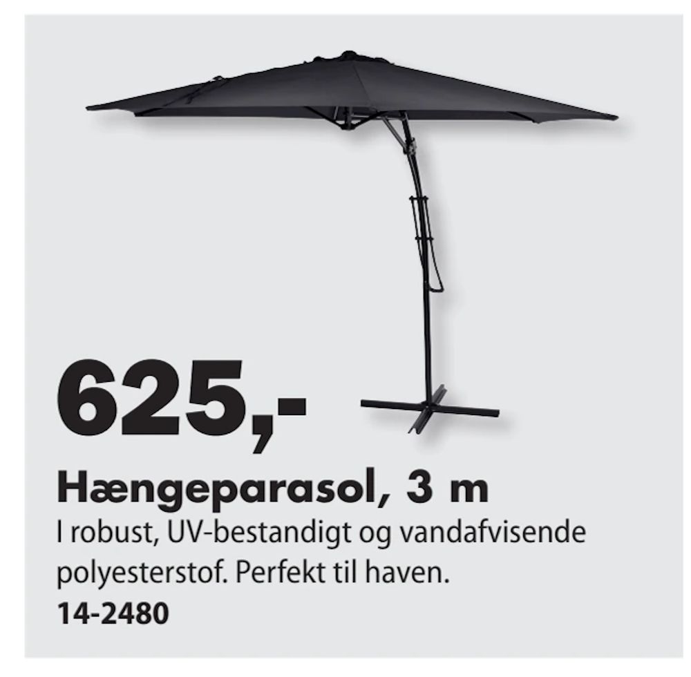 Tilbud på Hængeparasol, 3 m fra Biltema til 625 kr.