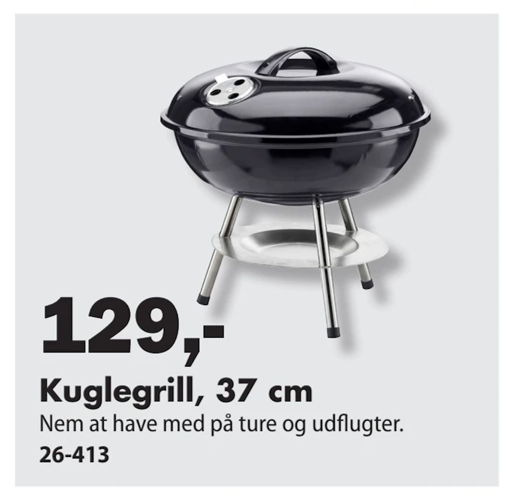 Tilbud på Kuglegrill, 37 cm fra Biltema til 129 kr.