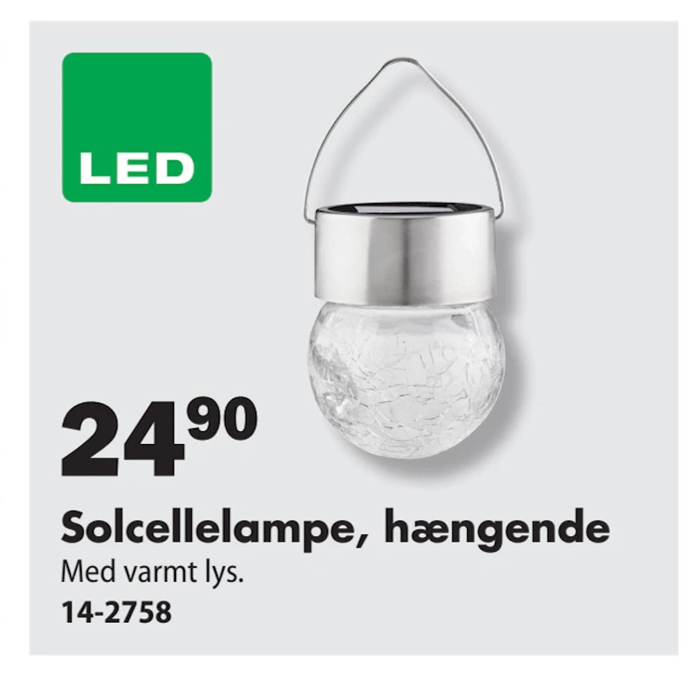 Tilbud på Solcellelampe, hængende fra Biltema til 24,90 kr.