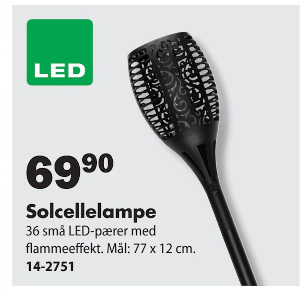 Tilbud på Solcellelampe fra Biltema til 69,90 kr.
