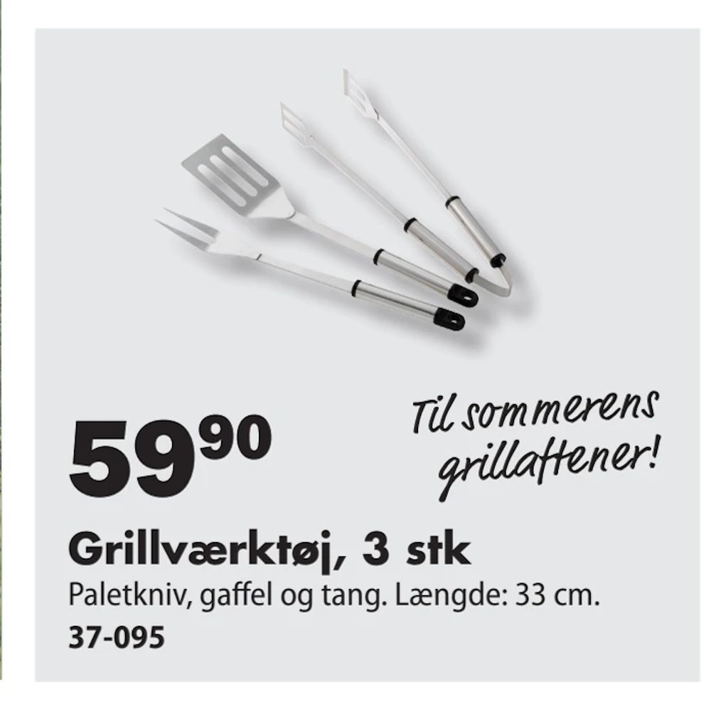 Tilbud på Grillværktøj, 3 stk fra Biltema til 59,90 kr.