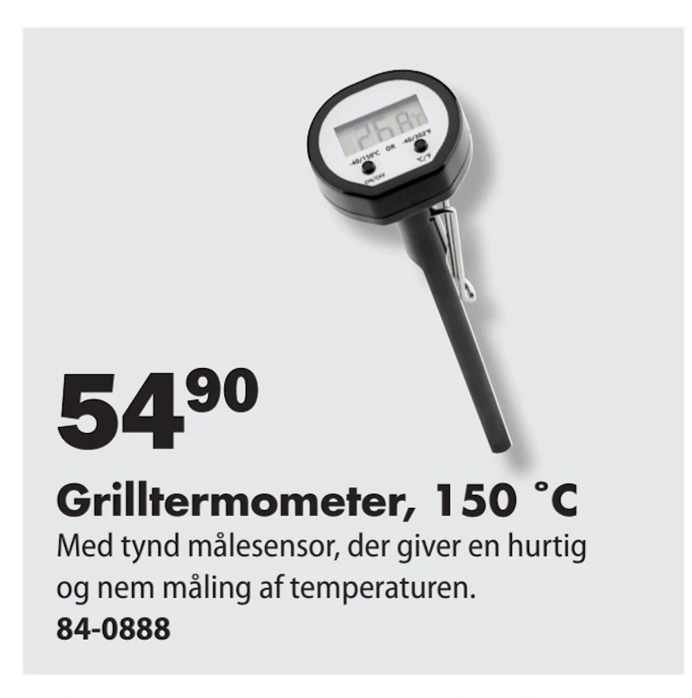 Tilbud på Grilltermometer, 150 ˚C fra Biltema til 54,90 kr.