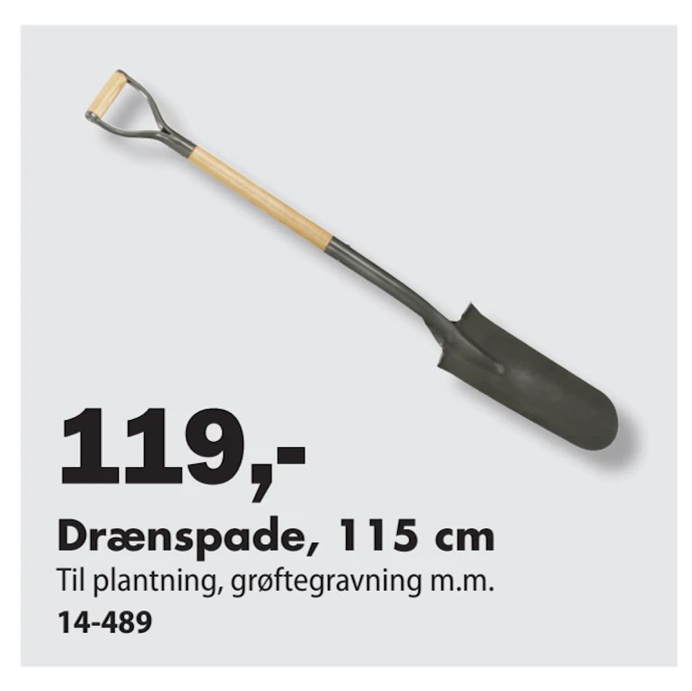 Tilbud på Drænspade, 115 cm fra Biltema til 119 kr.