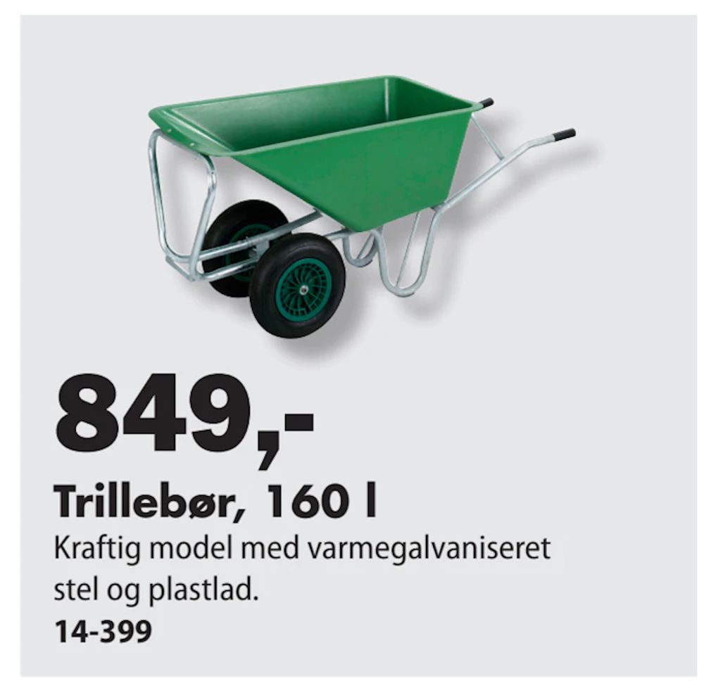 Tilbud på Trillebør, 160 l fra Biltema til 799 kr.