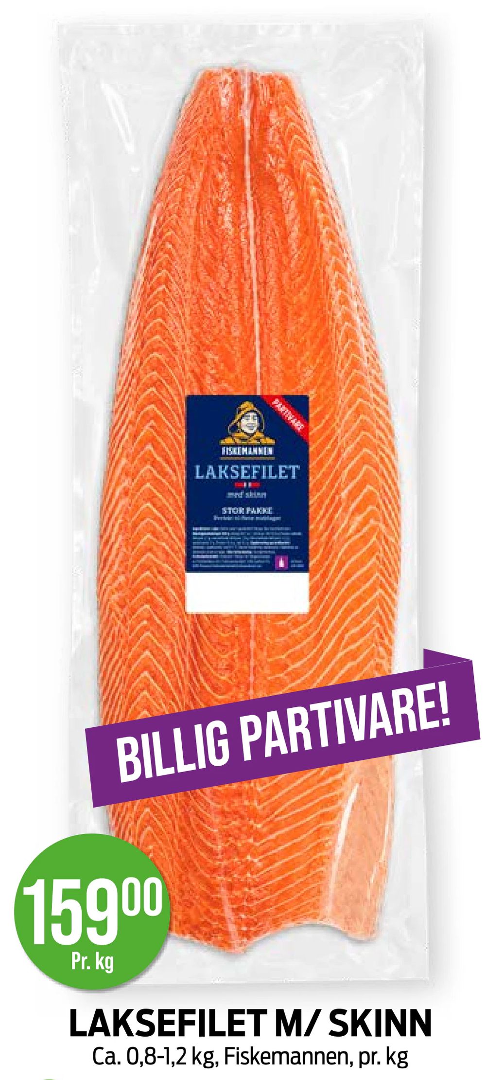 Laksefilet M/ Skinn