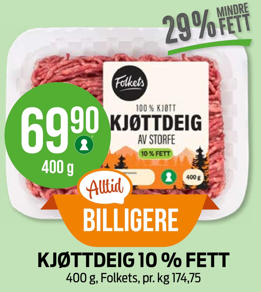 Kjøttdeig 10 % Fett