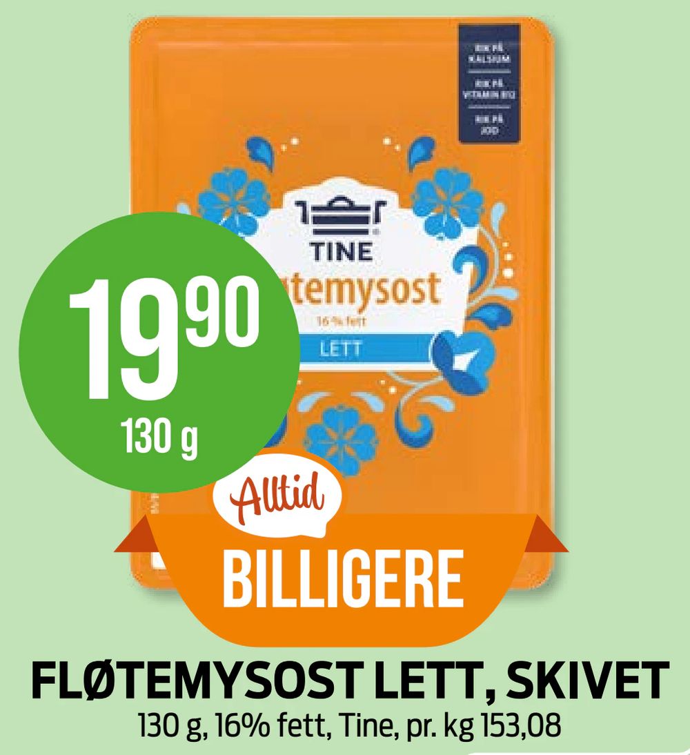 Fløtemysost Lett, Skivet