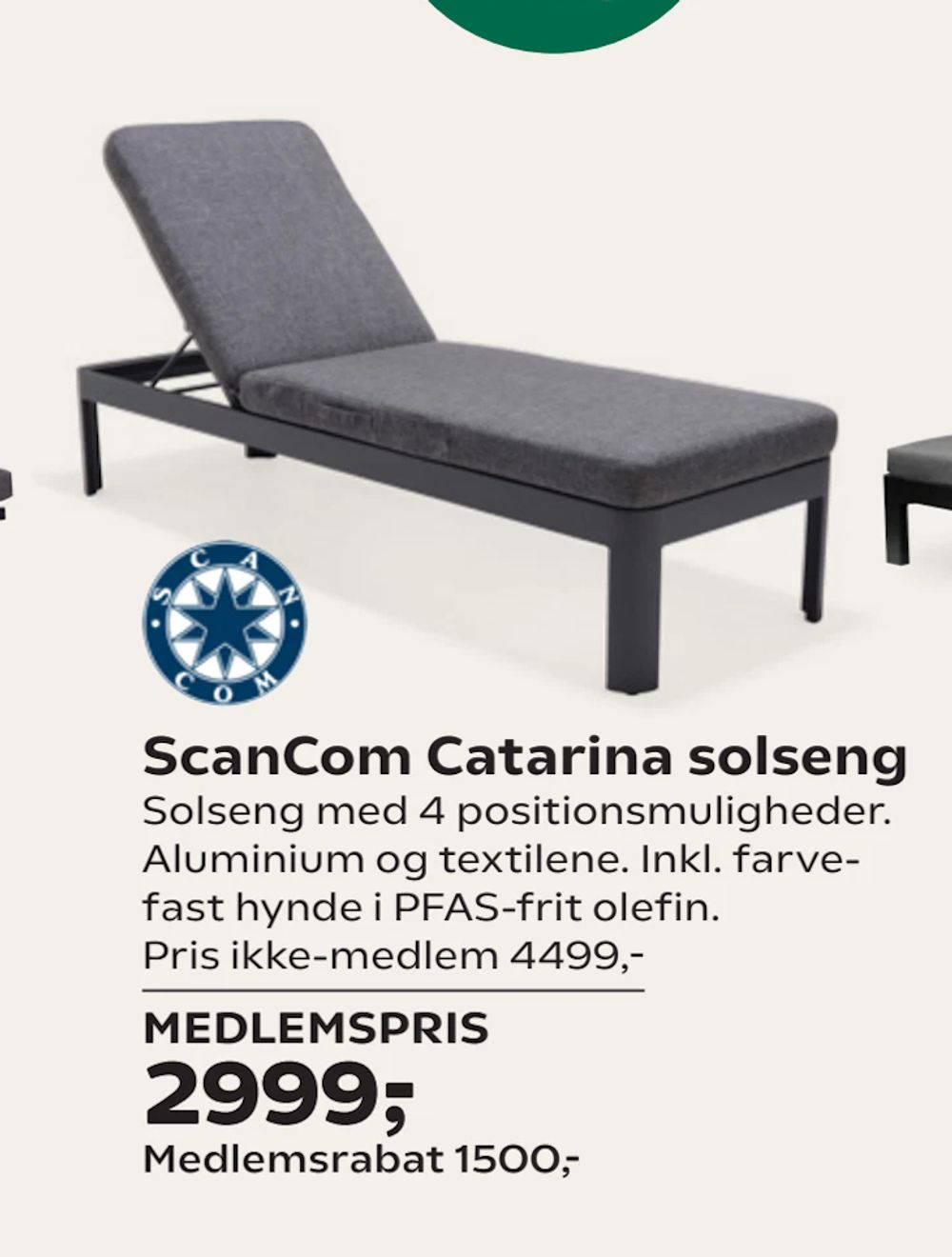 Tilbud på ScanCom Catarina solseng fra Coop.dk til 4.499 kr.