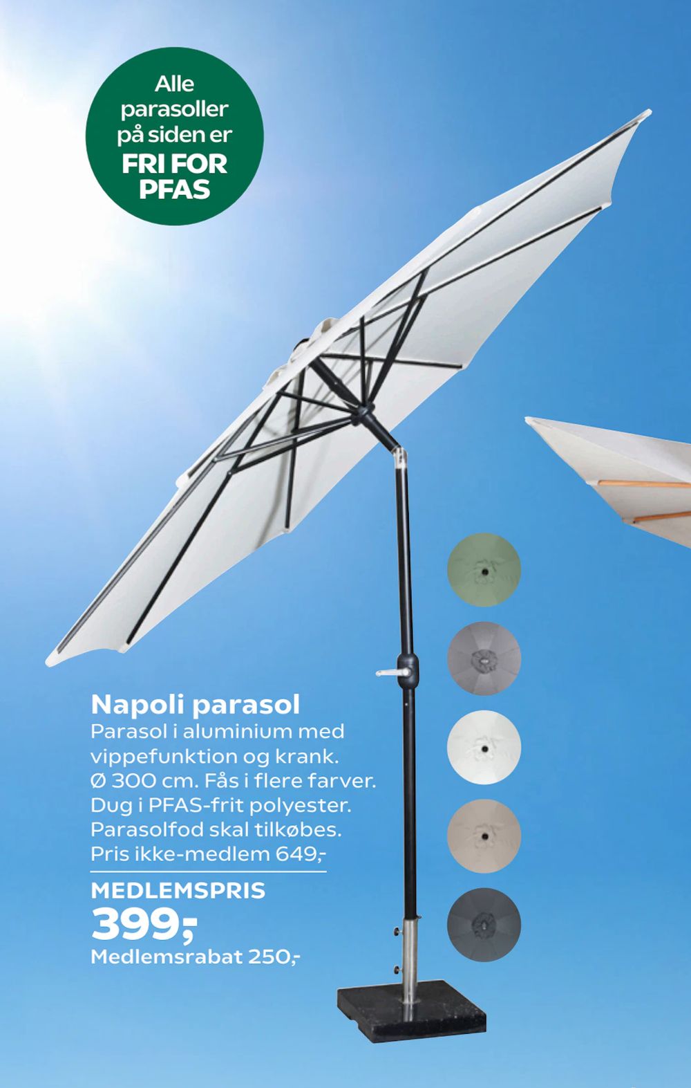 Tilbud på Napoli parasol fra Coop.dk til 649 kr.