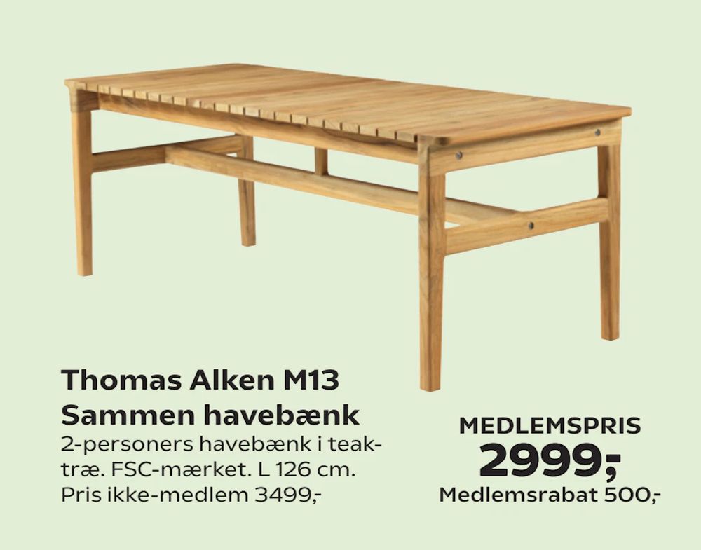 Tilbud på Thomas Alken M13 Sammen havebænk fra Coop.dk til 3.499 kr.
